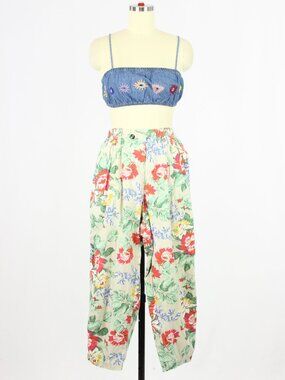 Vintage 90's LIZWEAR Liz Claiborne Tropical Floral Cotton Pleated Pants, Size 6